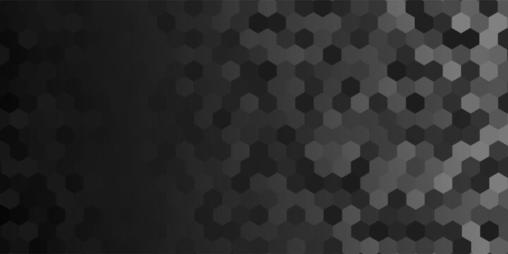 Abstract pattern background. Hexagon shape with black gradient faded to gray. Texture design for publication, cover, poster, brochure, flyer, banner, wall. Vector illustration.