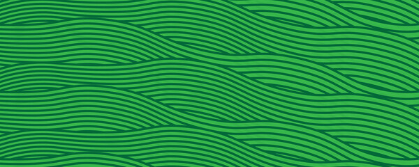 Seamless green vineyard pattern with organic wavy lines of grape fields. Eco‑friendly farm texture, abstract striped landscape, natural agriculture background, botanical vector design for rustic decor © ifon