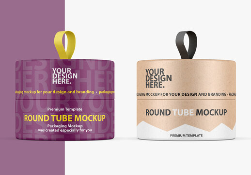 Short Round Paper Tube Mockup with Pull Tab