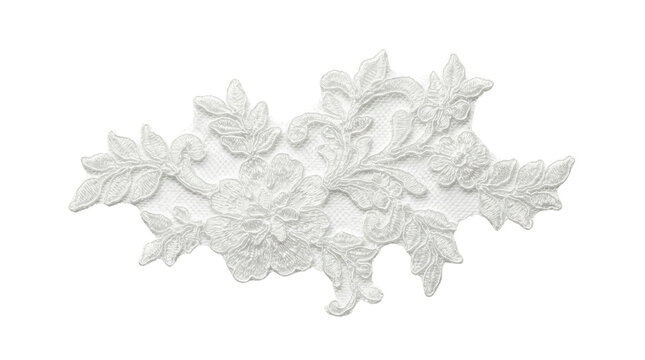 White lace floral applique embroidery design