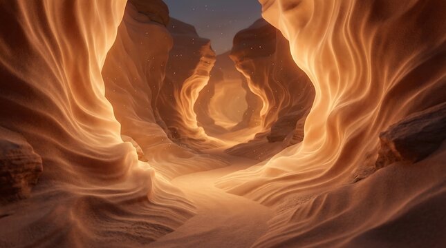 sandstone canyon formation with wavy walls and sunlight