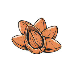 Obraz premium Cute Cartoon Almond Illustration with Smiling Characters and Healthy Food Concept
