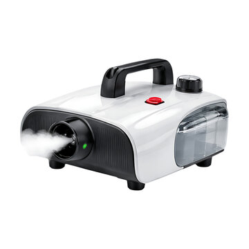 White fog machine with smoke on transparent background