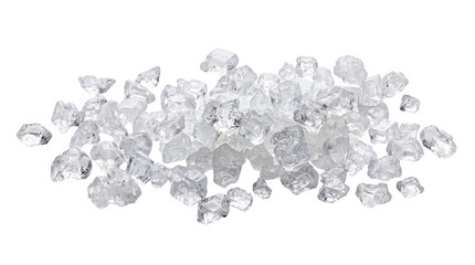 Heap of coarse sea salt crystals on transparent background