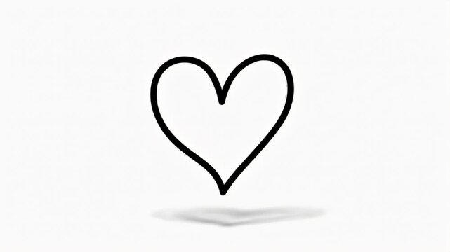 Simple outline heart icon with a subtle shadow cast below, symbolizing love and affection on a clean white background
