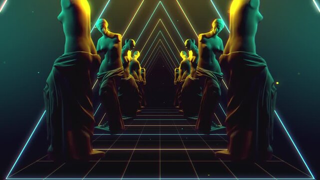 Seamless loop of abstract fragmented classical Venus statue bust for VJ visuals