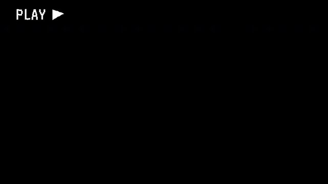 4K Vintage play VHS glitch footage with analog grain, flickering lines, and distorted signal. Built for retro video overlays