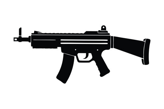 mp5 submachine gun silhouette line art vector illustration