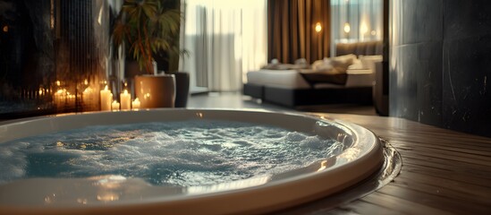 Naklejka premium jacuzzi or round bathtub in room