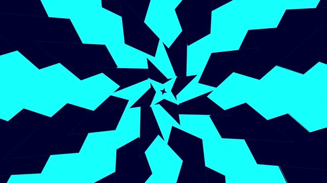 Dynamic Rotating Starburst Pattern Illustration in Vibrant Cyan and Deep Blue, Creating an Abstract Geometric Vortex Design.