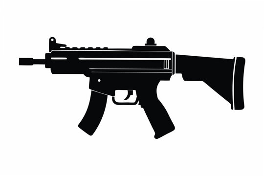 mp5 submachine gun silhouette line art vector illustration
