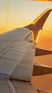 Camera shifting causing glare sweeping along winglet and flaps while capturing aviation via window