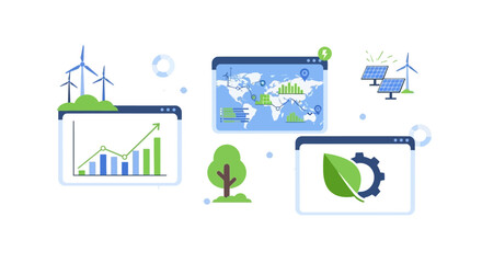 Fototapeta premium Global Green Energy Analytics: Sustainable Technology, Renewable Growth, and Environmental Data Trends