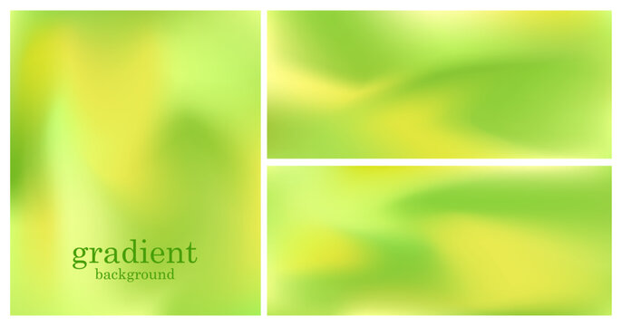 Set of vibrant mesh gradient of a smooth blend of lime green and bright lemon yellow