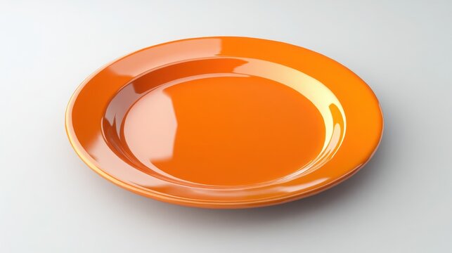 A vibrant orange plate on a clean white background