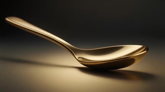 A shiny metal spoon and fork placed on a white surface in a simple kitchen setting