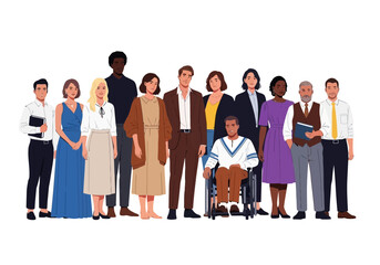Fototapeta premium Diverse group of people standing together in a line