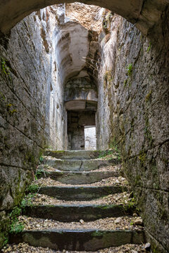 Ruins of Fort Predel in alpine mountain landscape on historic border in Slovenia