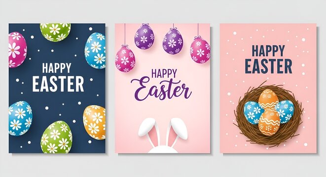 set of easter banners