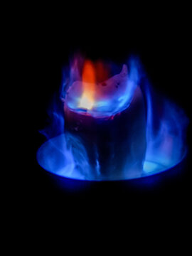 blue flames of gas stove