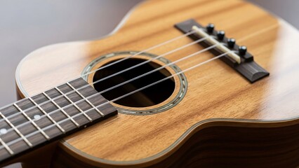 Obraz premium Close-up of acoustic guitar body