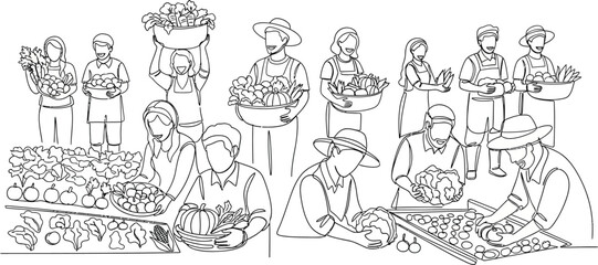 Obraz premium Farmers harvesting fresh produce in a field