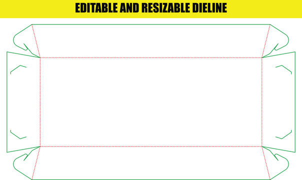 Flat template showing a simple rectangular die line design for a basic product tray