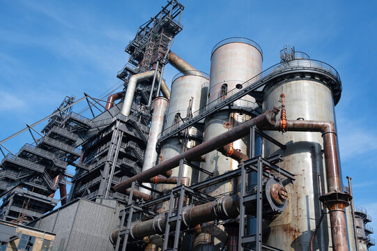 Le Fonds Belval Esch sur Alzette, center of the Luxembourg iron and steel industry, smelting works and blast furnace mixed with modern architecture
