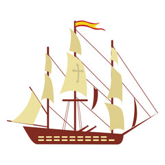 Spain warship sails wind drive © Vexels