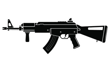 Fototapeta premium machine gun silhouette line art vector illustration