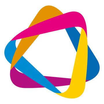 Colorful orbit triangles icon