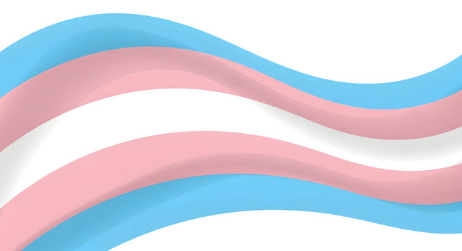 Transgender pride flag wavy design isolated on transparent background