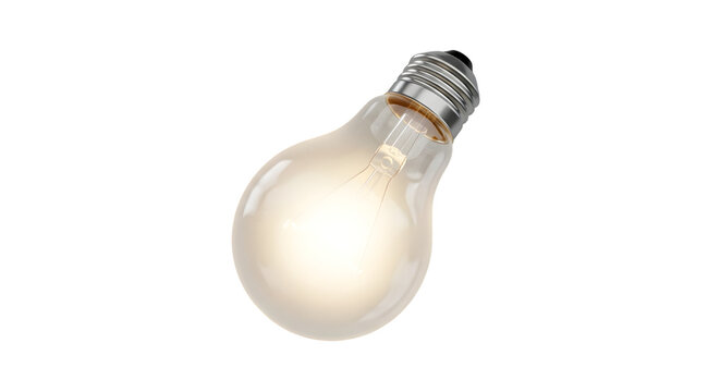 Glowing light bulb isolated on transparent background