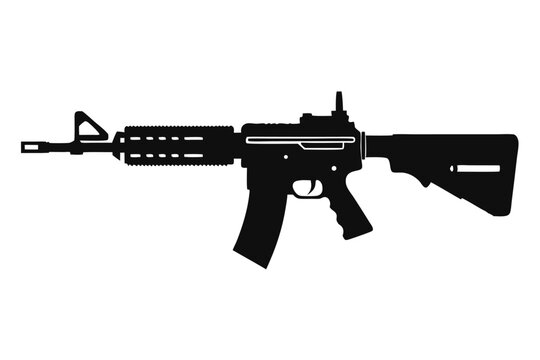 m4 carbine rifle silhouette line art vector illustration