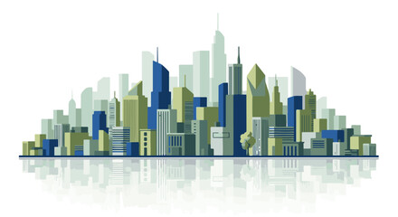 Obraz premium Modern Cityscape Skyline with Reflection on White Background