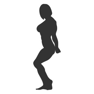 Woman bodybuilder triceps pose silhouette