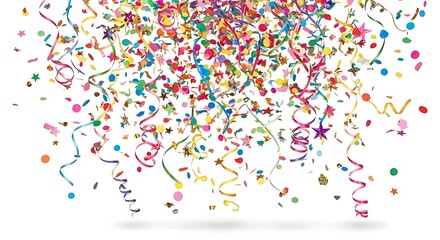 Obraz premium Colorful Confetti and Ribbons Celebration
