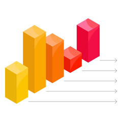 Fototapeta premium Column chart with arrows