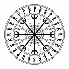 Fototapeta premium vintage astrological zodiac wheel with runic symbols and celestial motifs