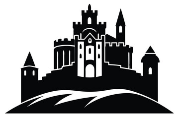 Obraz premium irish castle silhouette line art vector illustration