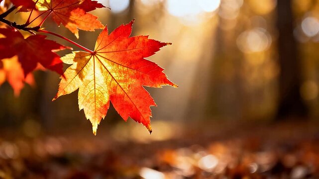Autumn leaves in sunlight