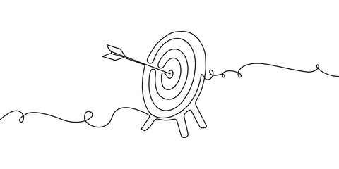 Continuous one line arrow art up drawing target direction down. Arrow one line finance business growth illustration outline single work circle goal process doodle sign around grow around process sigh. © Максим Зайков