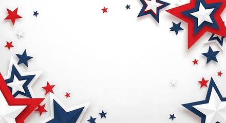 Fototapeta premium Red, White, and Blue Stars Border on White Background