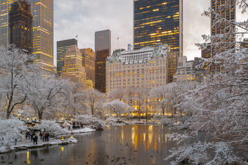 Central Park New York at Blue Hour Following Snow Storm © EllenXue