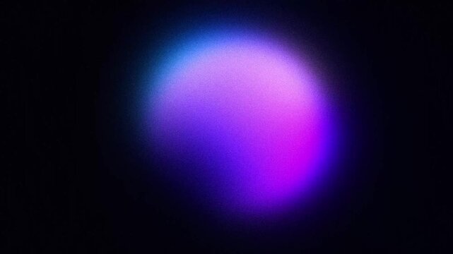 Grainy blue, purple and violet gradient wiggling sphere looping animation. Abstract animated background with noise texture