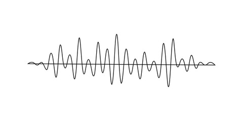 Continuous one line sound wave music audio icon art voice hand. Podcast one line wave line sound soundwave noise sketch drawn drawing doodle outline recording frequency vocal waveform microphone mic. © Максим Зайков