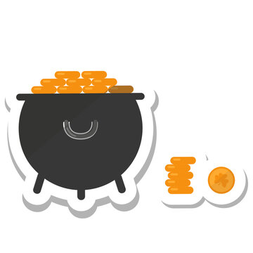 Pot coin gold clover sticker
