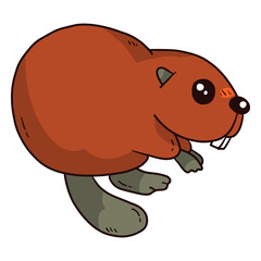 Fototapeta premium Cute beaver tail fur tooth rodent flat