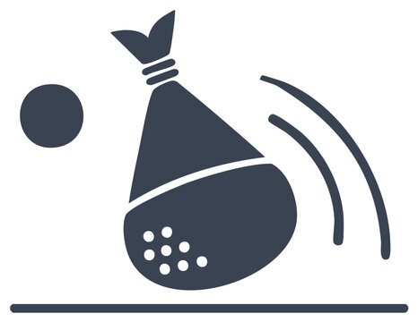 Simple vector glyph icon of a hacky sack or footbag game in motion