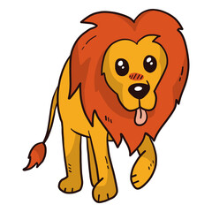 Obraz premium Cute lion king tongue mane tail flat